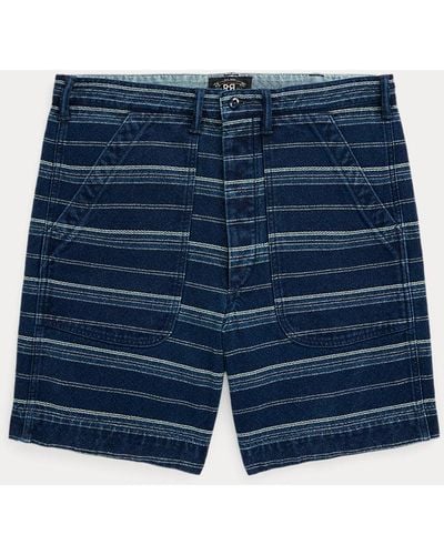 RRL Short in dobby a righe indaco - Blu