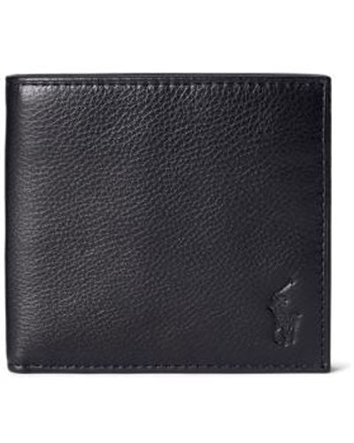 Polo Ralph Lauren Pebbled Leather Billfold Wallet - Black