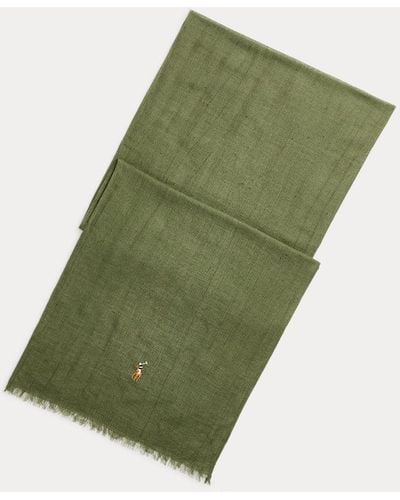 Polo Ralph Lauren Washed Linen-blend Scarf - Green
