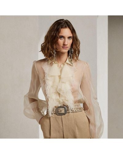Ralph Lauren Collection Camisa Dyllon con ribete de volantes - Blanco