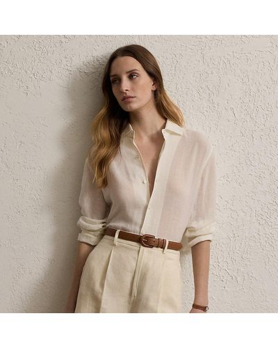 Ralph Lauren Collection Relaxed-Fit Capri-Hemd aus Leinenvoile - Weiß
