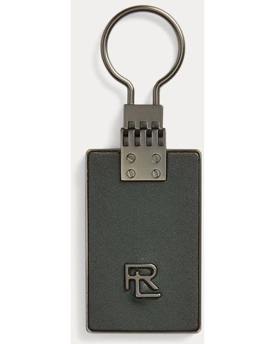 Ralph Lauren Purple Label Monogram Vachetta Leather Key Fob - White