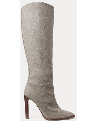 Ralph Lauren Collection Brently Wool Flannel Tall Boot - Grey