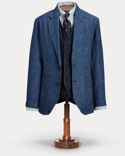 RRL Unconstructed Linen Twill Sport Coat - Blue