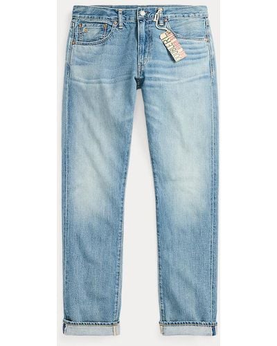 RRL Jeans Lawton High Slim Fit con orillo - Azul
