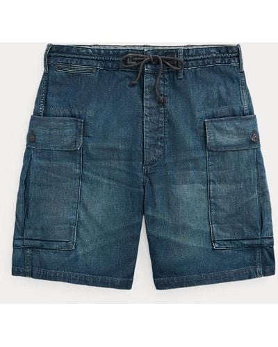 RRL Denim-Cargo-Shorts Milnor - Blau