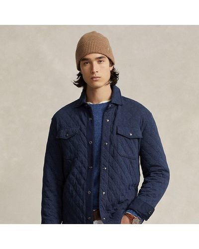 Ralph Lauren Quilted Double-knit Jersey Shirt Jacket - Blue