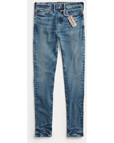 RRL Skinny Jeans Met Stretch En Hoge Taille - Blauw