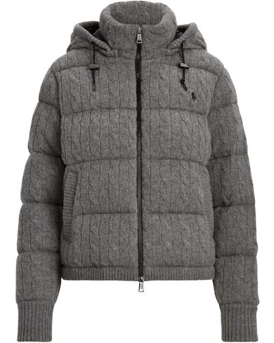Polo Ralph Lauren Cable-knit Down-filled Jacket - Gray
