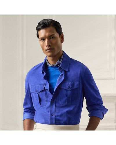 Ralph Lauren Purple Label Ralph Lauren Suede Overshirt - Blue