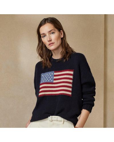 Ralph Lauren Collection Flag Cashmere Crewneck Sweater - Blue