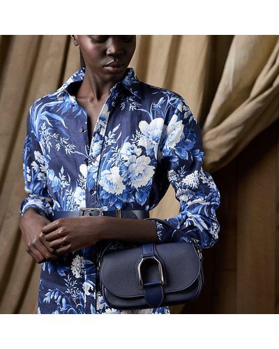 Ralph Lauren Collection Welington Calfskin Shoulder Bag - Blue