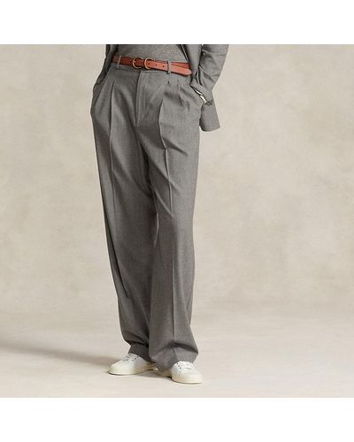 Ralph Lauren Wool-blend Flannel Straight-leg Pant - Gray