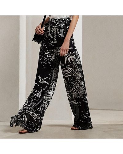 Ralph Lauren Collection Pantaloni Yazmin in garza di seta - Nero