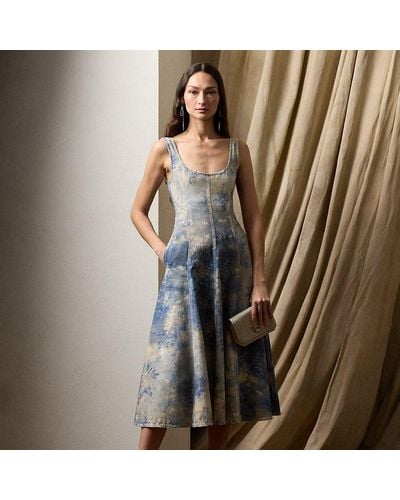 Ralph Lauren Collection Tarian Denim Sleeveless Day Dress - Blue