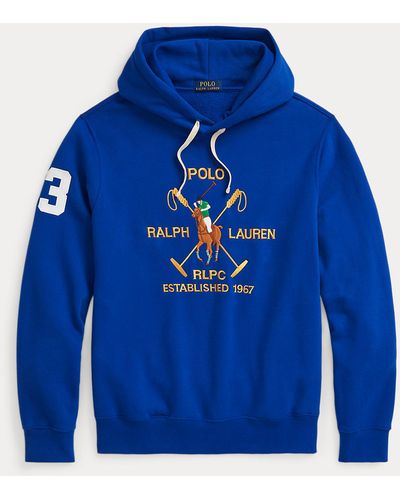 Ralph Lauren Fleece Hoodie Met Big Polo-embleem - Blauw