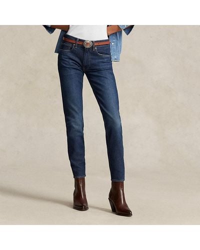 Ralph Lauren Super-Slim-Jeans mit mittlerer Leibhöhe - Blau