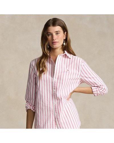 Polo Ralph Lauren Relaxed Fit Striped Cotton Oxford Shirt - Pink