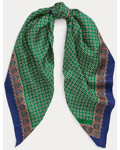 Ralph Lauren Collection Pañuelo cuadrado de sarga de seda - Verde