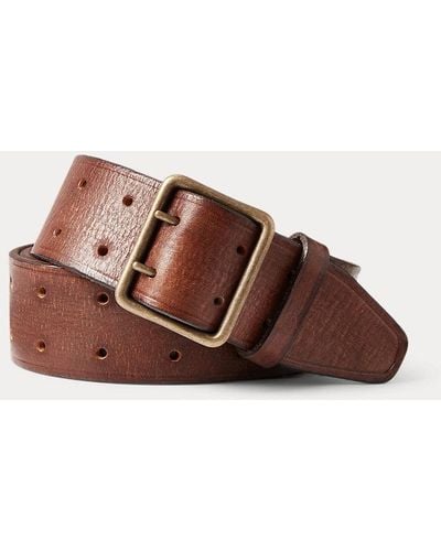 RRL Leather Double-prong Belt - Brown