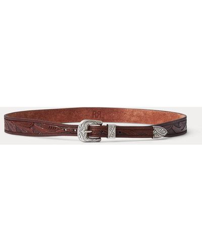 RRL Hand-tooled Leather Hat Band - Brown