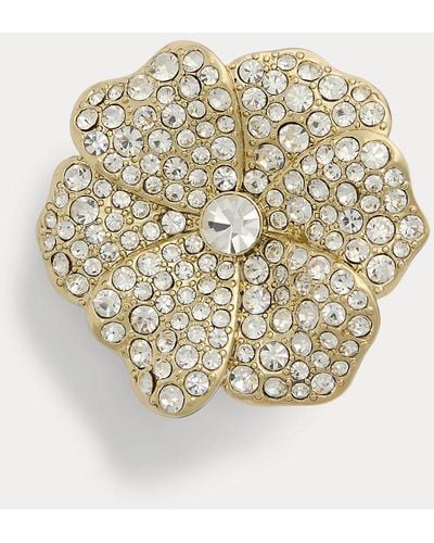 Lauren by Ralph Lauren Gold-tone Pave Flower Pin - Metallic