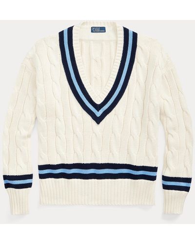 Polo Ralph Lauren Cable-knit Cotton Cricket Jumper - White
