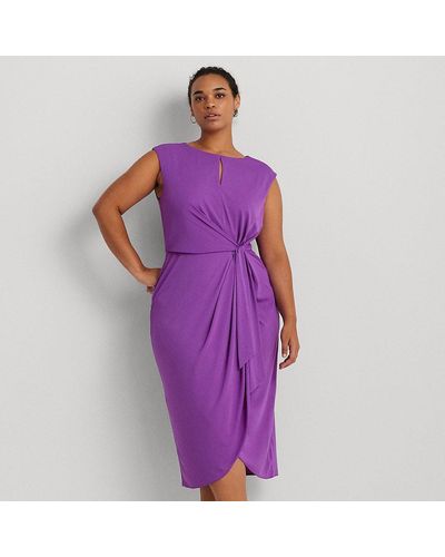 Lauren by Ralph Lauren Ralph Lauren Stretch Jersey Tie-front Dress - Purple