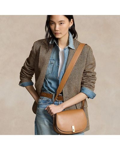 Ralph Lauren Polo Id Leather Saddle Bag - Natural
