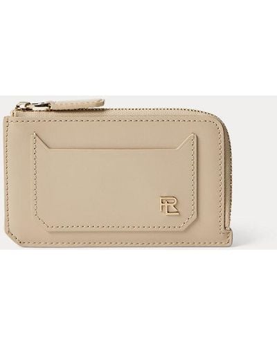 Ralph Lauren Collection Rl Box Calfskin Zip Card Case - Natural