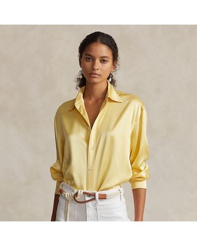 Ralph Lauren Relaxed Fit Silk Charmeuse Shirt - Yellow
