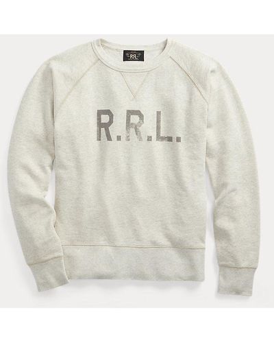 RRL Fleece-Sweatshirt mit Logo - Weiß