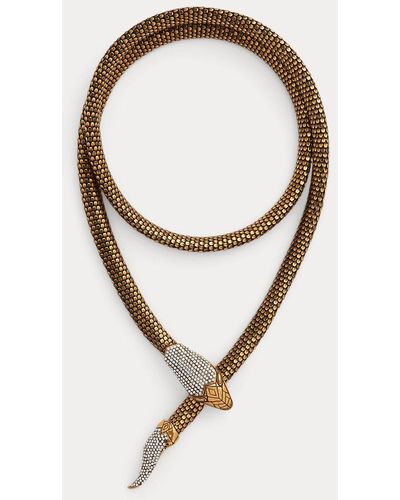 Ralph Lauren Collection Collier serpent en laiton et cristal - Marron