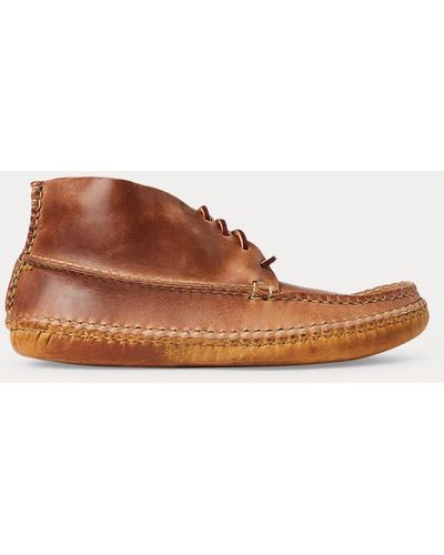 RRL Leather Chukka-style Moccasin Boot - Brown