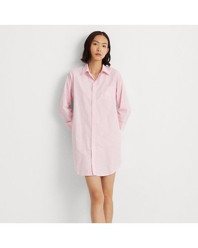 Lauren by Ralph Lauren Ralph Lauren Striped Cotton Sleep Shirt - Pink