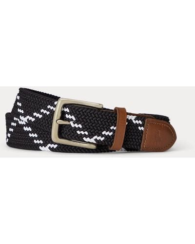Polo Ralph Lauren Leather-trim Webbed Belt - Black