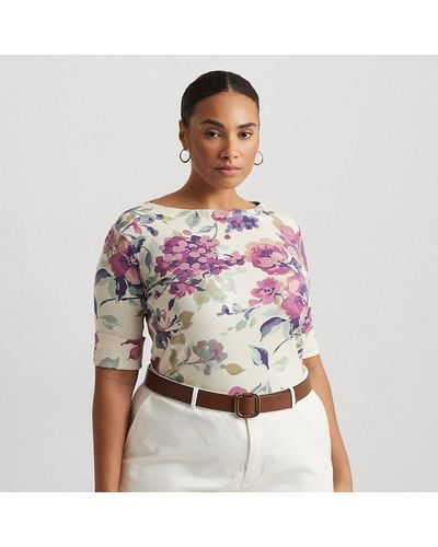 Lauren by Ralph Lauren Tallas Grandes - Camiseta de algodón elástico con flores - Multicolor