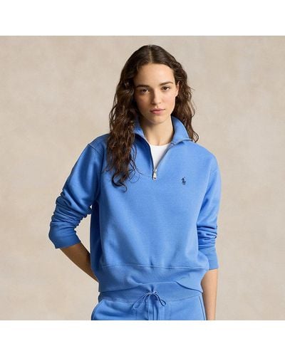 Polo Ralph Lauren Fleece Pullover Met Halve Rits - Blauw