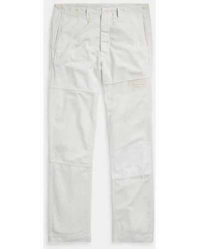 RRL Pantalón de satén con remiendos - Blanco