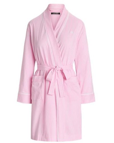 Lauren by Ralph Lauren Striped Cotton Jersey Robe - Pink
