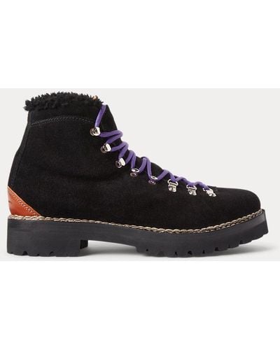 Ralph Lauren Purple Label Darrow Shearling-lined Calf-suede Boot - Black