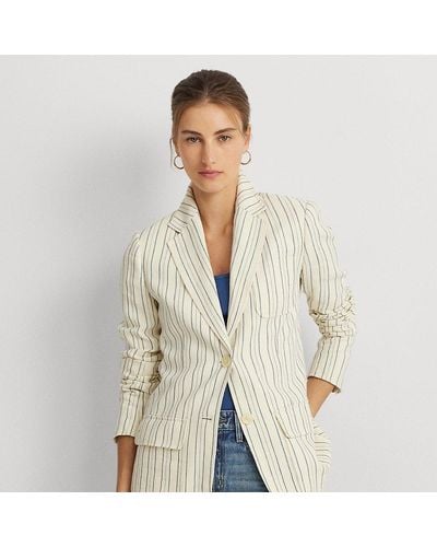 Lauren by Ralph Lauren Striped Cotton-blend Blazer - Natural