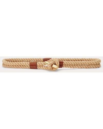 Lauren by Ralph Lauren Leather-trim Rope Toggle Skinny Belt - Natural