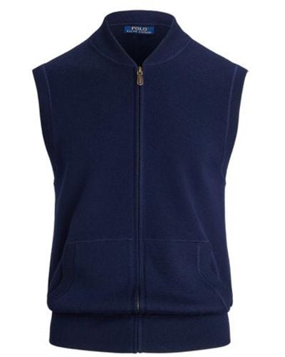 Polo Ralph Lauren Washable Wool Full-zip Jumper Waistcoat - Blue