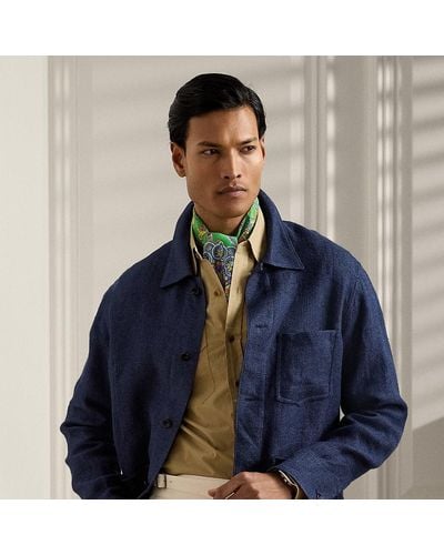 Ralph Lauren Purple Label Burnham Hand-tailored Linen-silk Jacket - Blue