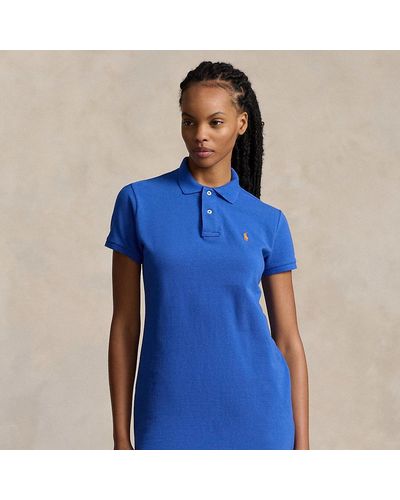 Ralph Lauren Cotton Mesh Polo Dress - Blue