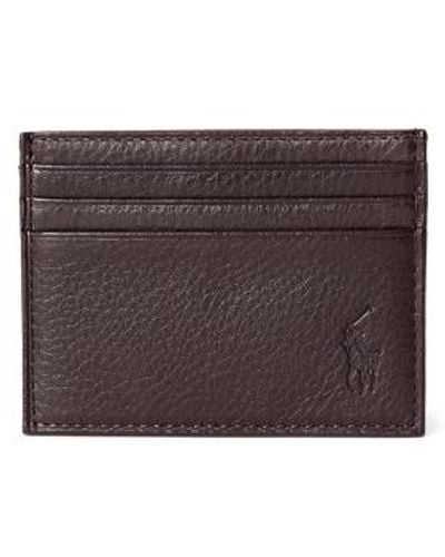 Polo Ralph Lauren Pebbled Leather Card Case - Brown
