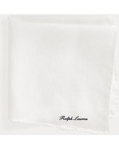 Ralph Lauren Purple Label Silk Pocket Square - White