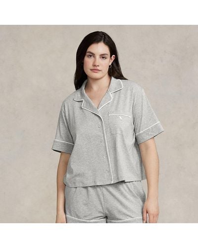 Ralph Lauren Short-sleeve Jersey Pajama Set - Gray