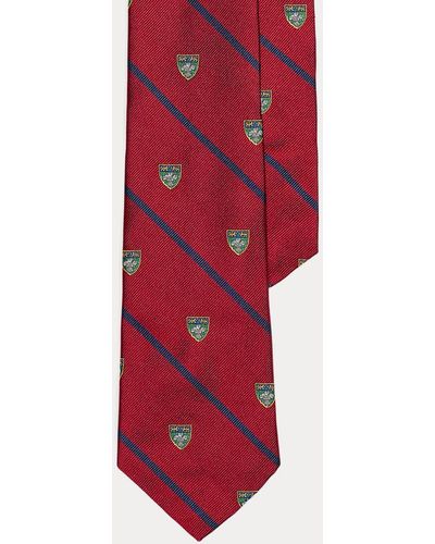 Polo Ralph Lauren Cravate club rayée en reps de soie - Rouge